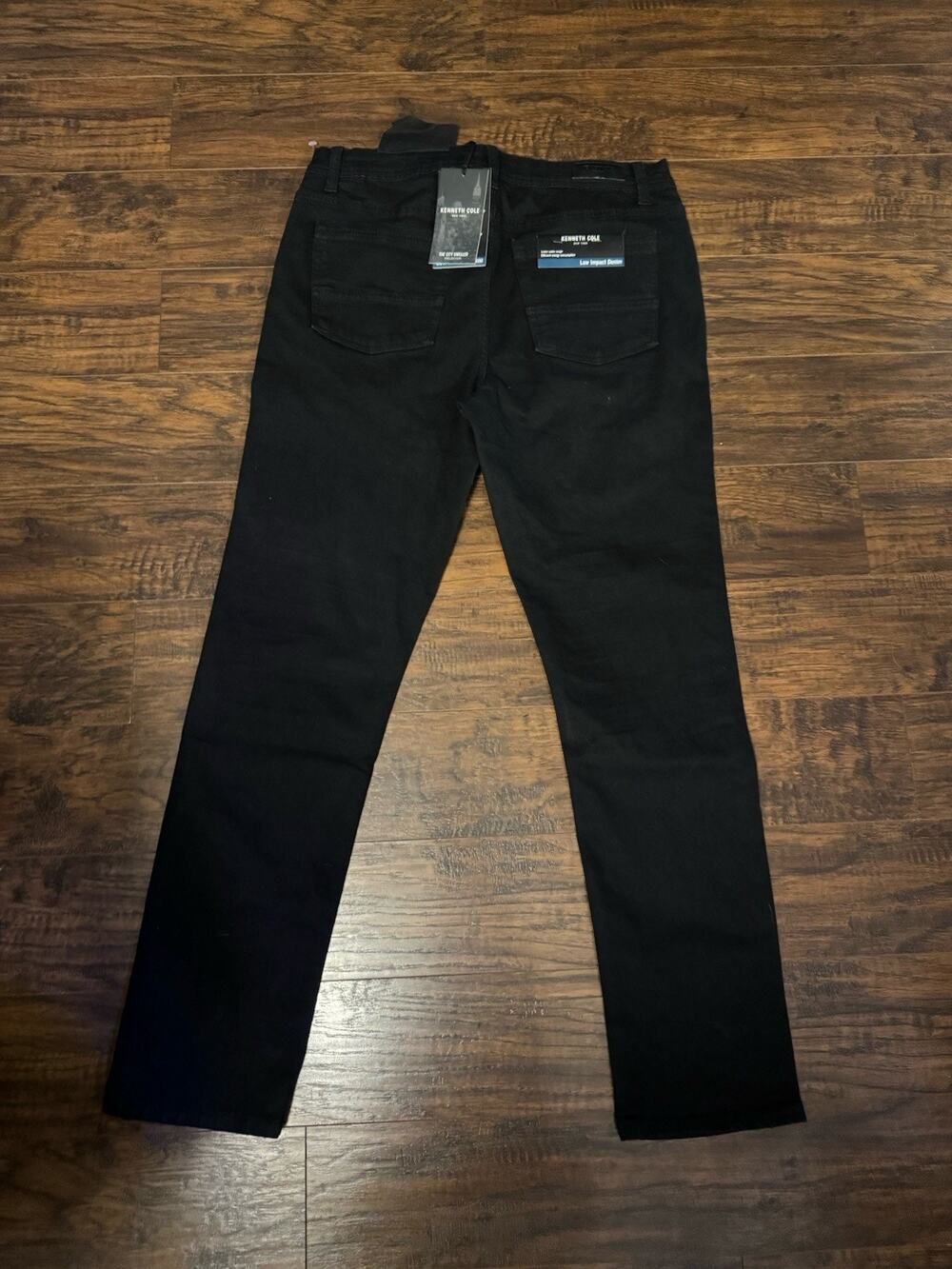 Kenneth Cole Low Impact Denim Jeans Mens 34x32 Black Slim Fit Stretch New $69